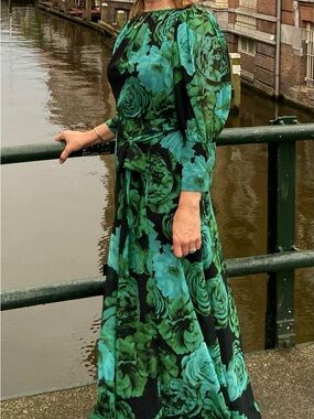 Green & Teal Floral Maxi Dress
